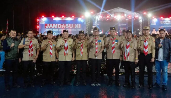 Bupati Labusel Hadiri Upacara Api Unggun Jamdasu XI Gerakan Pramuka Sumut 2026