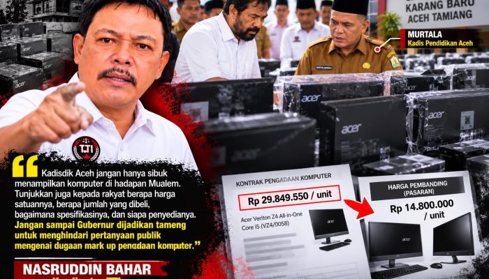 Kadisdik Aceh Sibuk Publikasi Komputer Bersama Mualem, TTI Jangan Jadikan Gubernur Tameng dari Pernyataan Publik Soal Dugaan Mark Up