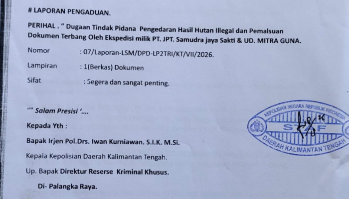 LP2TRI Desak Polda Kalteng Tindaklanjuti Dugaan Pengedaran Hasil Hutan Illegal
