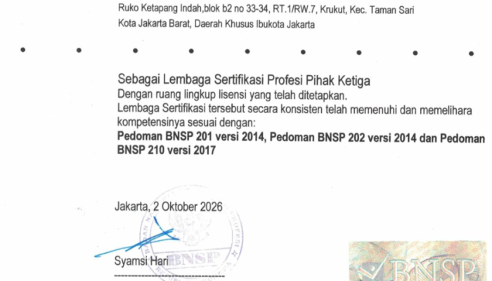 Lisensi LSP SDM TIK Diperpanjang BNSP Hingga 2031